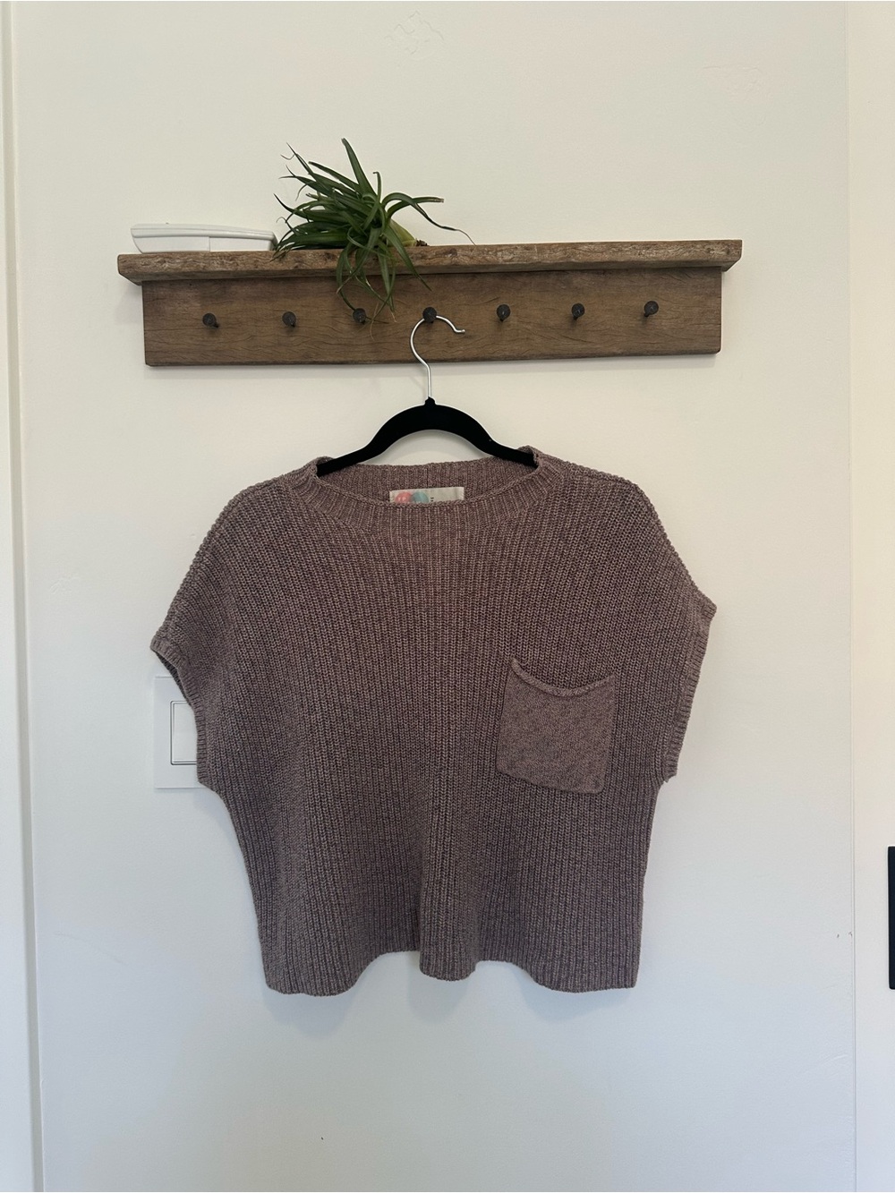 Free People Boxy Short-Sleeve Knit Sweater in Mauve